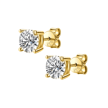 Aros Moissanita Dust Gold 1.0 quilate - Atesorame