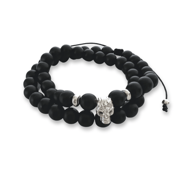 Pulsera Doble Calavera Onix Matte - Atesorame