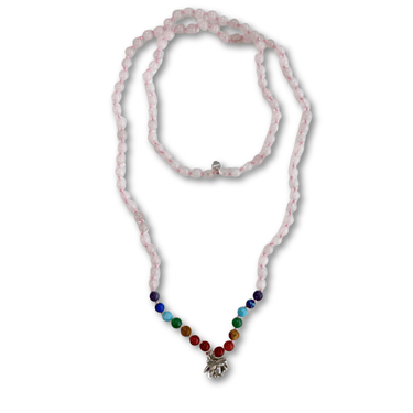 Collar Aura Japa Mala Cuarzo Rosa - Atesorame