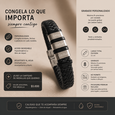 Pulsera Personalizada Cuero Men