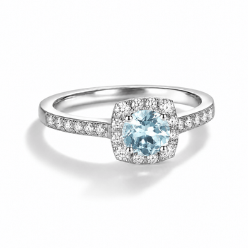 Anillo Moissanita Aguamarina Halo - Atesorame