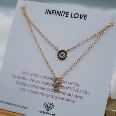 Collar doble hamsa Ojo Turco Gold - Atesorame