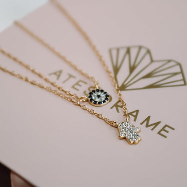 Collar doble hamsa Ojo Turco Gold - Atesorame