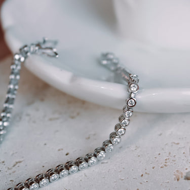 Pulsera Moissanita Tennis Dots 16cm Silver - Atesorame