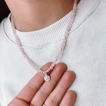 Collar Kids Cuarzo Rosa Angel De La Guarda