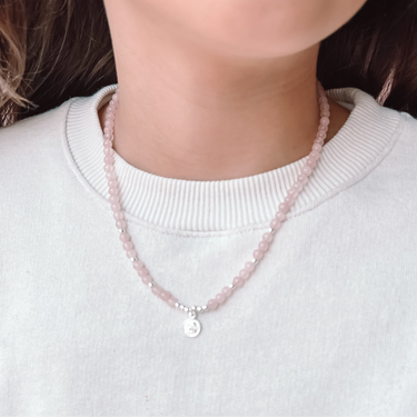 Collar Kids Cuarzo Rosa Angel De La Guarda