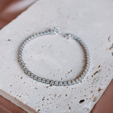 Pulsera Moissanita Tennis Dots 16cm Silver - Atesorame