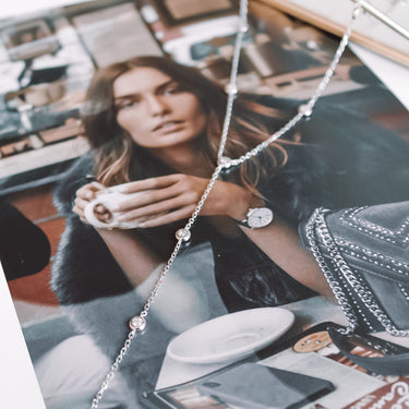 Collar Moissanita Elena Lariat Silver - Atesorame