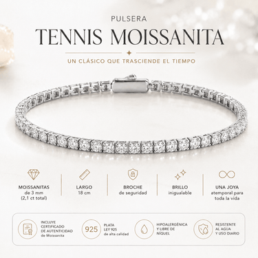 Pulsera Moissanita Tennis 3mm - Atesorame