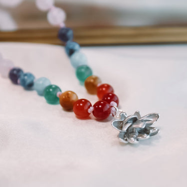 Collar Aura Japa Mala Cuarzo Rosa - Atesorame