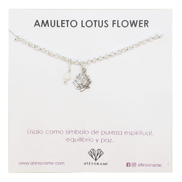 Pulsera plata flor de loto piedra cuarzo