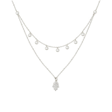 Collar Doble Hamsa Silver
