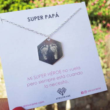 Collar Plata unisex Hexagonal